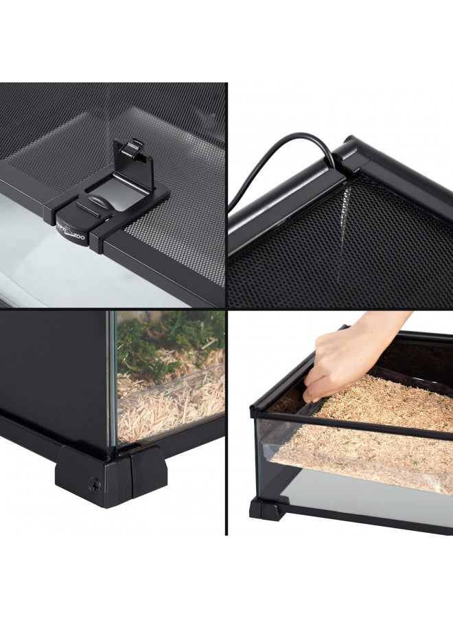 REPTIZOO REPTIZOO Small Reptile Tank 20" x 12" x 6" Glass Reptile Terrarium with Top Feeding Reptile Habitat for Reptile Amphibians Snake Spider  - Image 2