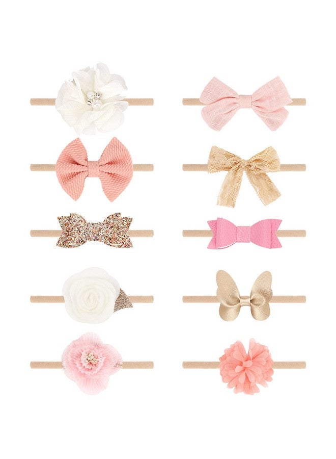 AQOKKA Baby Girl Headbands with Bows Soft Nylon Newborn Toddler Hairbands Handmade Baby Hair Accessories for Infant Girls Kids - Image 1