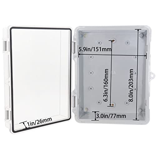 YETLEBOX Waterproof Outdoor Electrical Box Junction Box Weatherproof IP67 ABS Plastic Enclosure Switch Router Project Box with Mounting Plate with Wall Bracket 2 Cable Glands Clear 8.7"x6.7"x4.3" - Image 4