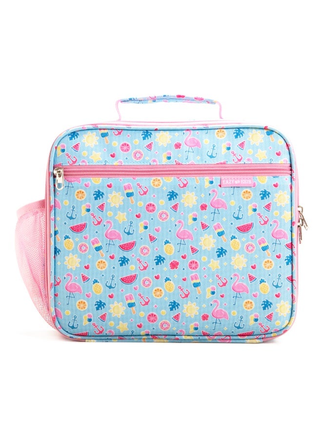 Eazy Kids Jumbo Bento Lunch Box w/ 360ml Steel Water Bottle, Spoon & Fork Set, and Insulated Lunch Bag - Flamingo Pink - Image 4