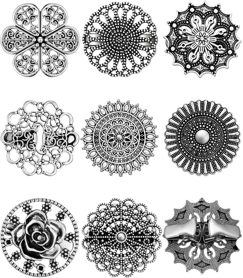 Excefore Dress Cinch Clips Set - 8 Pcs Retro Cardigan Clip, Vintage Sweater Clips, Waist Tightening Brooch, Shawl Collar Clasp for Shirt, Scarf, Cape, Cloak, Coat - Ideal for Women and Girls - Image 1