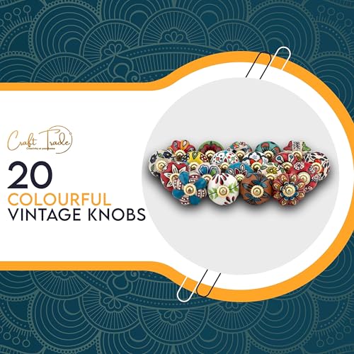 Craft Trade Ceramic Cabinet Drawer Knobs Decorative Kitchen Cabinet Hardware Cupboard Dresser Knobs Handcrafted Furniture Pull Handles Round Design Colorful Set of 20 - Image 3