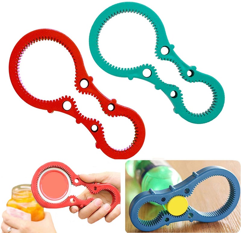 Entraxa 3in1 Container Bottle Jar Lid Can Opener Hand Easy Twist Kitchen Tool Silicon Jar Opener Screw Cap Jar Bottle Wrench Red, Green, Blue Random Color (Multicolored) - Image 1