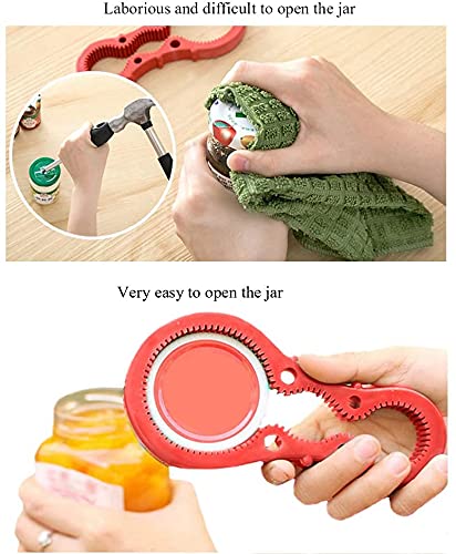 Entraxa 3in1 Container Bottle Jar Lid Can Opener Hand Easy Twist Kitchen Tool Silicon Jar Opener Screw Cap Jar Bottle Wrench Red, Green, Blue Random Color (Multicolored) - Image 2