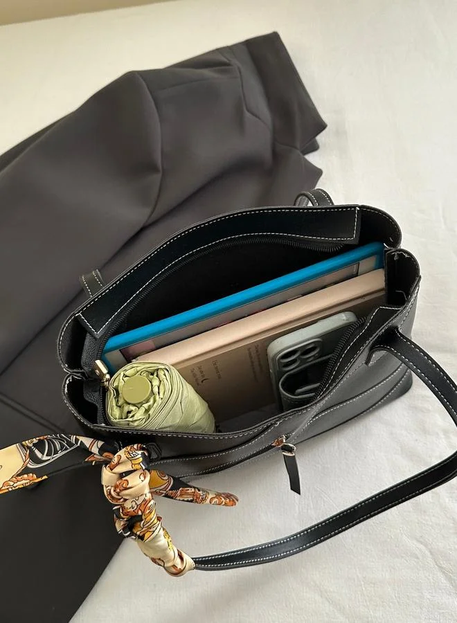 Take Two Black Faux Leather Shoulder Bag