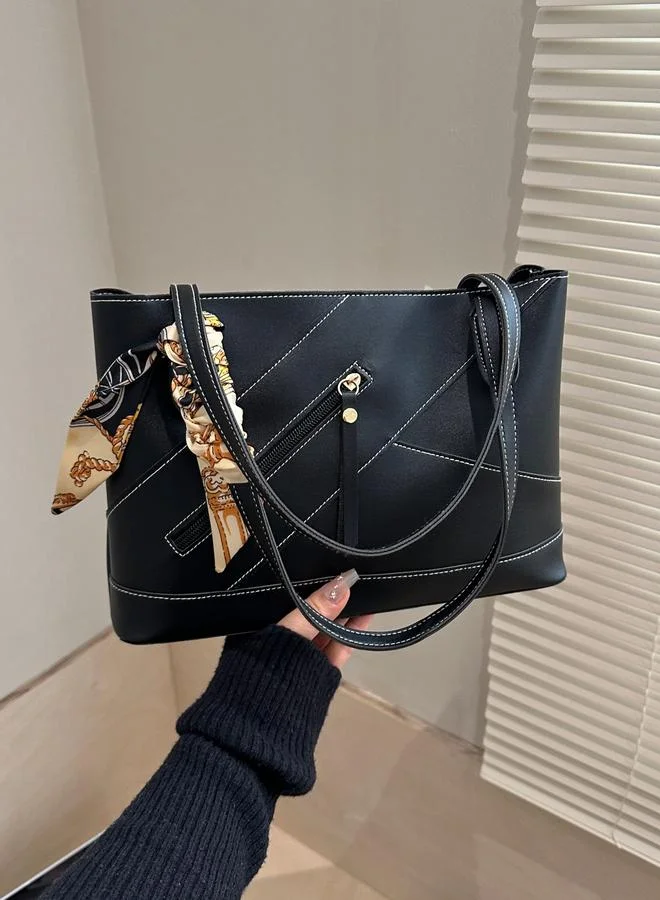 Take Two Black Faux Leather Shoulder Bag