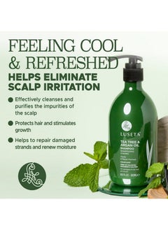 L LUSETA Luseta Tea Tree Shampoo with Argan Oil 16.9 Fl oz- Clarifying,Hydrating and Fighting Dandruff and Itchy Scalp - For Damaged and Oil Hair - Sulfate and Paraben Free for Men and Women  - Image 3