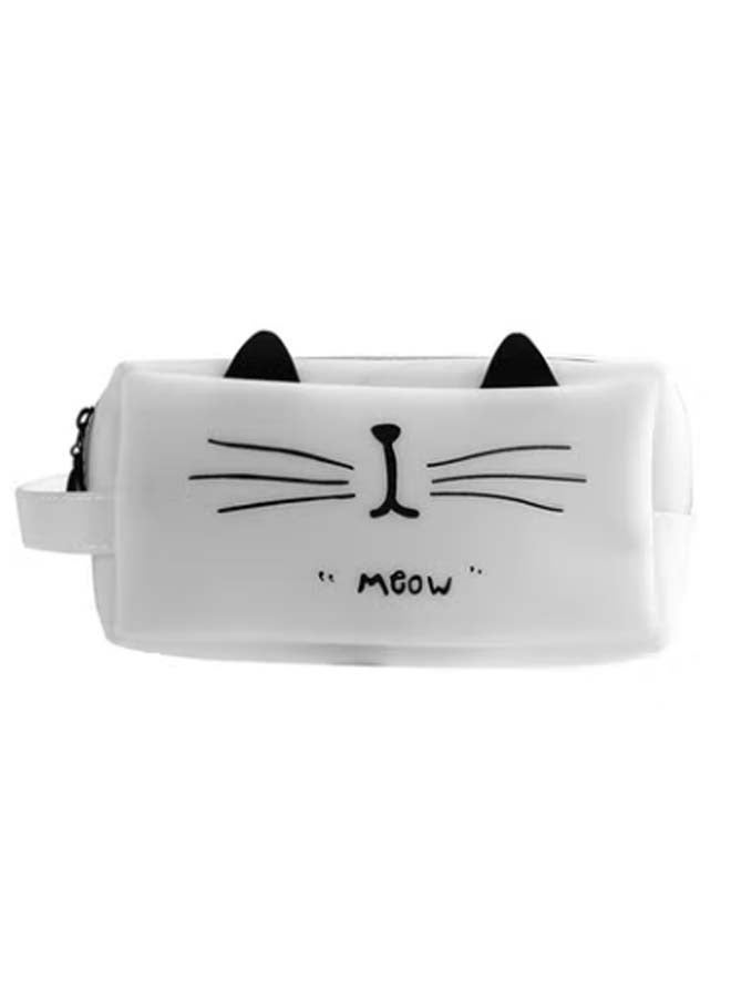 Oregon White cat pencil case large capacity stationery box cartoon solid color pencil bag for primary and secondary school students high value portable stationery bag - Image 1