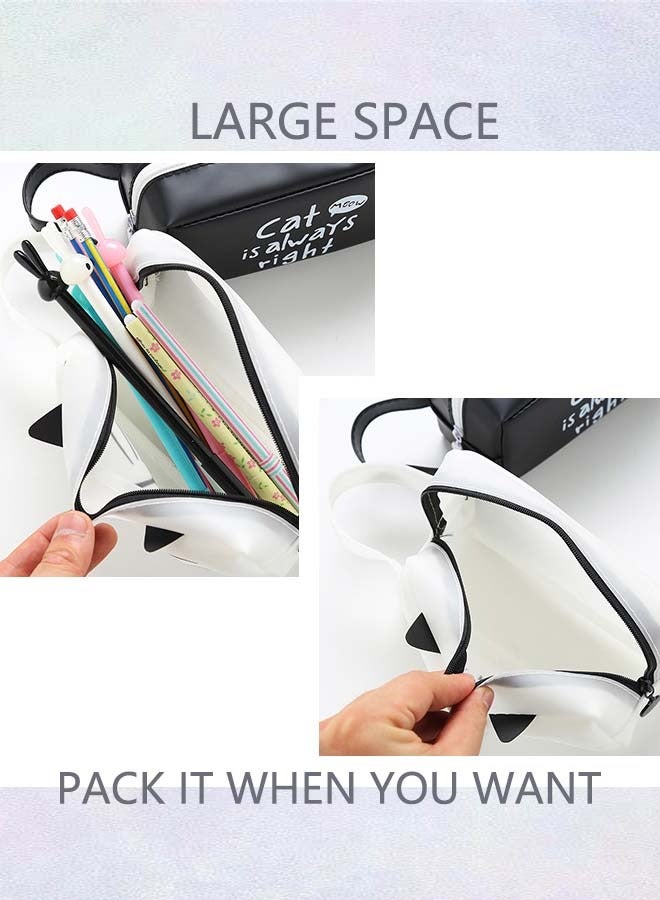 Oregon White cat pencil case large capacity stationery box cartoon solid color pencil bag for primary and secondary school students high value portable stationery bag - Image 5