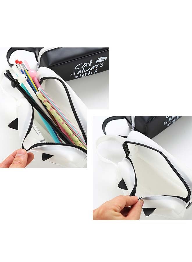 Oregon White cat pencil case large capacity stationery box cartoon solid color pencil bag for primary and secondary school students high value portable stationery bag - Image 4