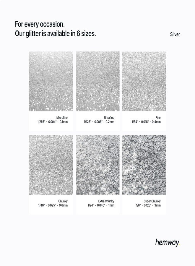 Hemway | Polyurethane & Epoxy Glitter - CHUNKY - 1/40" 0.025" 0.6mm - Silver / 100g - Image 3