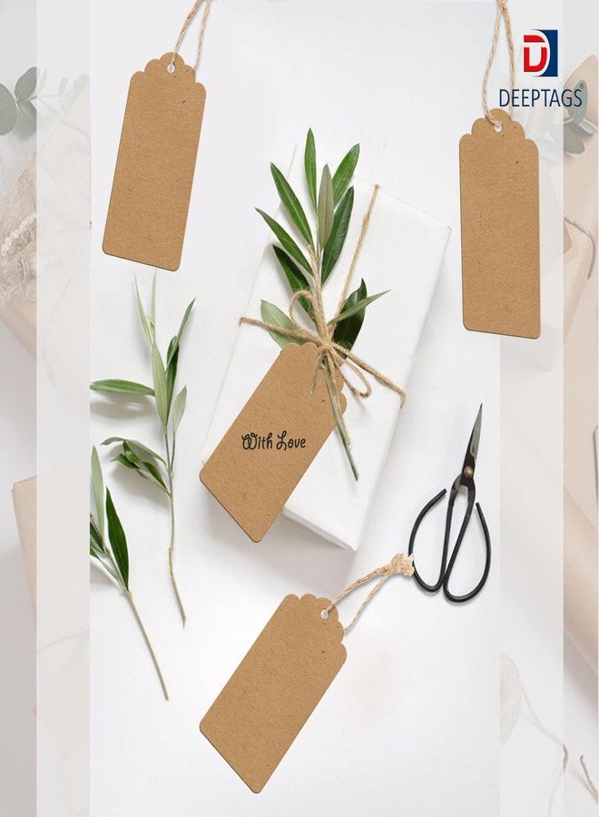 DEEPTAGS Rectangle Price Tag with 300 Jute Threads for Birthday, Gifting, Wedding, Christmas - Brown, 250 PCS - Image 3