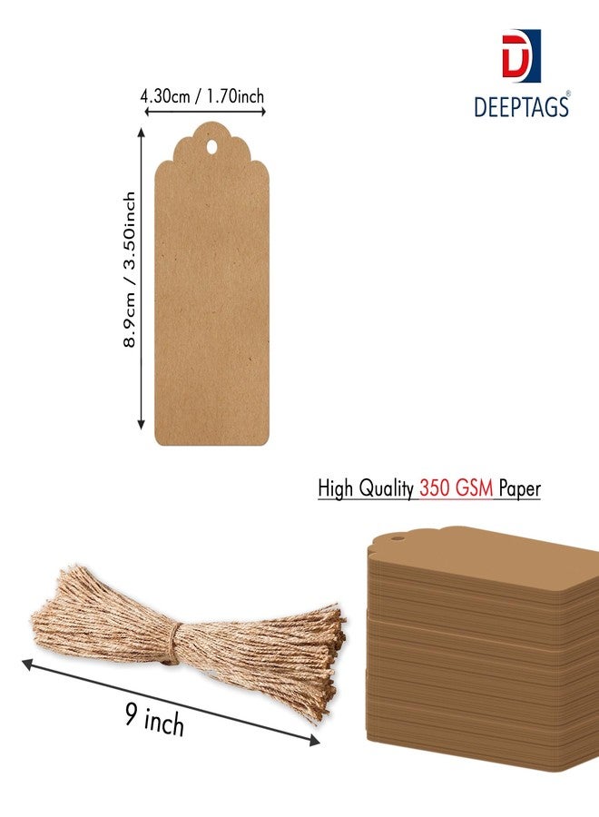 DEEPTAGS Rectangle Price Tag with 300 Jute Threads for Birthday, Gifting, Wedding, Christmas - Brown, 250 PCS - Image 2