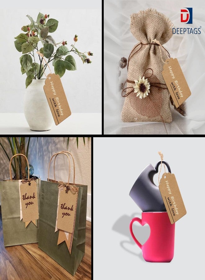 DEEPTAGS Rectangle Price Tag with 300 Jute Threads for Birthday, Gifting, Wedding, Christmas - Brown, 250 PCS - Image 4