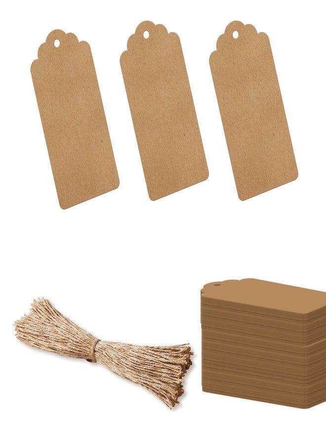 DEEPTAGS Rectangle Price Tag with 300 Jute Threads for Birthday, Gifting, Wedding, Christmas - Brown, 250 PCS - Image 1