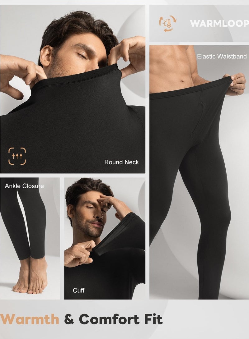 BESTPEAK Men's Thermal Underwear Set --L Thermal Underwear, Men's Thermal Underwear，High-Quality Soft Thermal Underwear Winter Bottoming Shirt Men's Top and Bottoms Set, Suitable for Daily Life and Outdoor Sports (Black) - Image 5