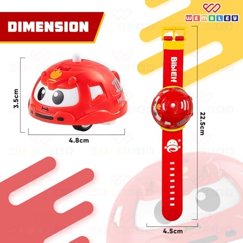 Wembley Gyro Chariot Watch for Kids | 2-in-1 Launcher Watch with Spinning Top | Fun Battle Toy for Boys & Girls | Adjustable Strap, Safe Material, Indoor & Outdoor Play Red - Image 2