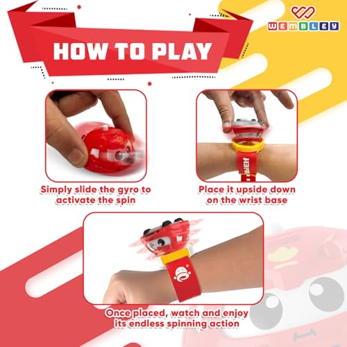 Wembley Gyro Chariot Watch for Kids | 2-in-1 Launcher Watch with Spinning Top | Fun Battle Toy for Boys & Girls | Adjustable Strap, Safe Material, Indoor & Outdoor Play Red - Image 5