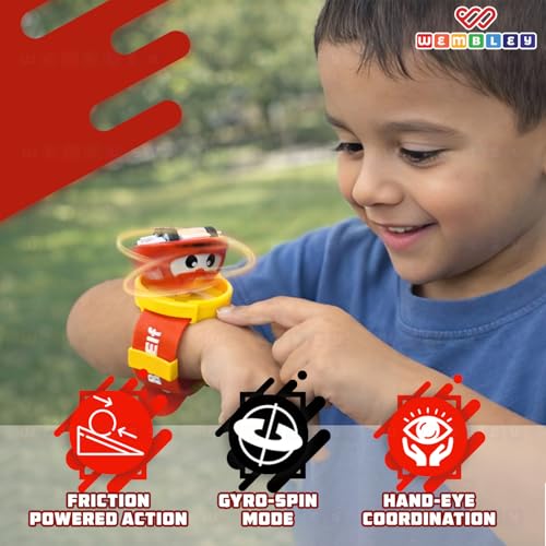 Wembley Gyro Chariot Watch for Kids | 2-in-1 Launcher Watch with Spinning Top | Fun Battle Toy for Boys & Girls | Adjustable Strap, Safe Material, Indoor & Outdoor Play Red - Image 4