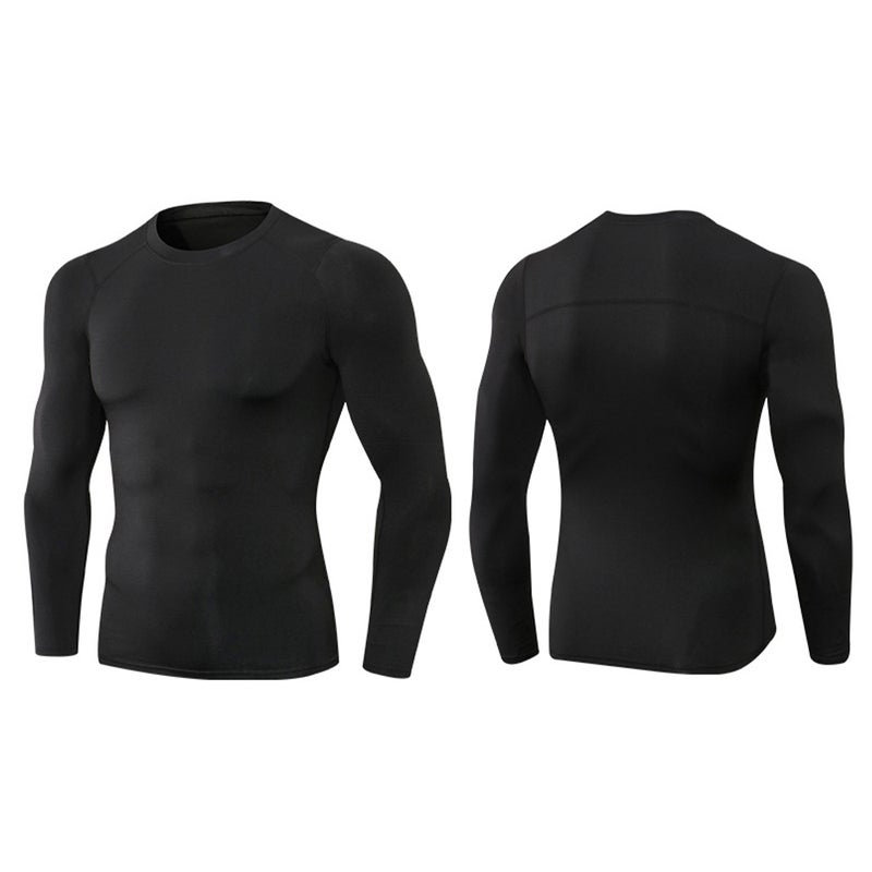 3pcs Men's Athletic Long Sleeve Compression Shirts Quick Dry Workout T-Shirt Running Tops - Image 4
