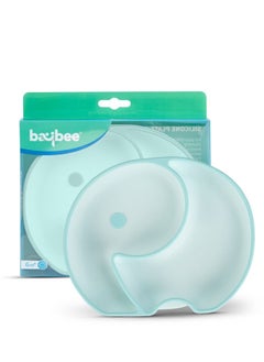 BAYBEE Baybee Infant Elephant Silicone Suction Plates for Baby Self Eating Food Grade Non Slip Feeder Bowl for Toddlers Feeding Plate Strong Grip Suction Divided Plate Baby Tableware Set for Kids Boy Girl  - Image 1