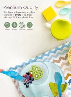 BAYBEE Baybee Infant Elephant Silicone Suction Plates for Baby Self Eating Food Grade Non Slip Feeder Bowl for Toddlers Feeding Plate Strong Grip Suction Divided Plate Baby Tableware Set for Kids Boy Girl  - Image 4
