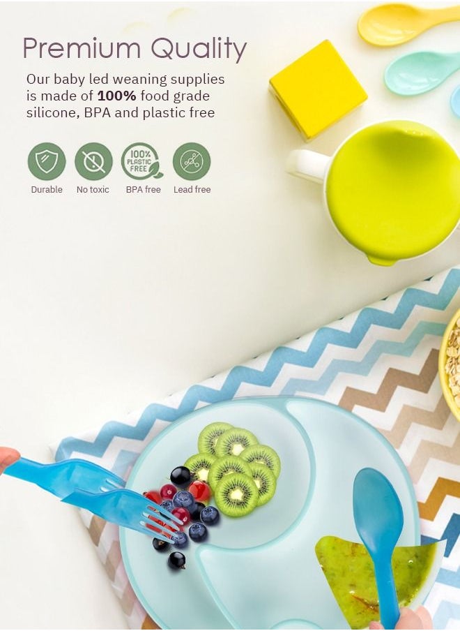 BAYBEE Baybee Infant Elephant Silicone Suction Plates for Baby Self Eating Food Grade Non Slip Feeder Bowl for Toddlers Feeding Plate Strong Grip Suction Divided Plate Baby Tableware Set for Kids Boy Girl  - Image 4