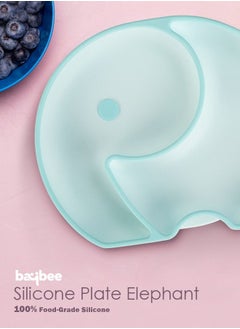 BAYBEE Baybee Infant Elephant Silicone Suction Plates for Baby Self Eating Food Grade Non Slip Feeder Bowl for Toddlers Feeding Plate Strong Grip Suction Divided Plate Baby Tableware Set for Kids Boy Girl  - Image 2