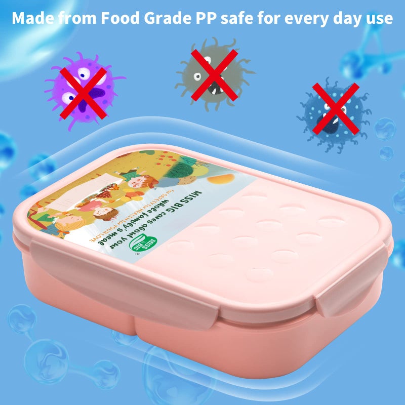 MISS BIGÂ® Bento Box for Kids,Bento Box & Lunch Box,Leakproof, No BPAs/Chemical Dyes,M/W, D/W & Fridge Safe,1150ml Large Lunch Box for School, Picnic, Travel (Pink) - Image 4