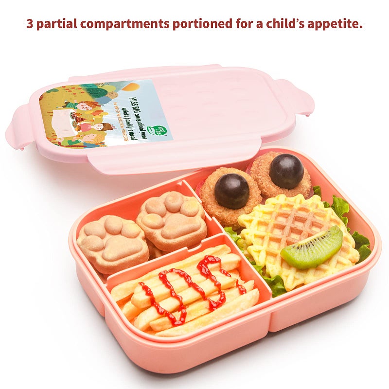 MISS BIGÂ® Bento Box for Kids,Bento Box & Lunch Box,Leakproof, No BPAs/Chemical Dyes,M/W, D/W & Fridge Safe,1150ml Large Lunch Box for School, Picnic, Travel (Pink) - Image 2