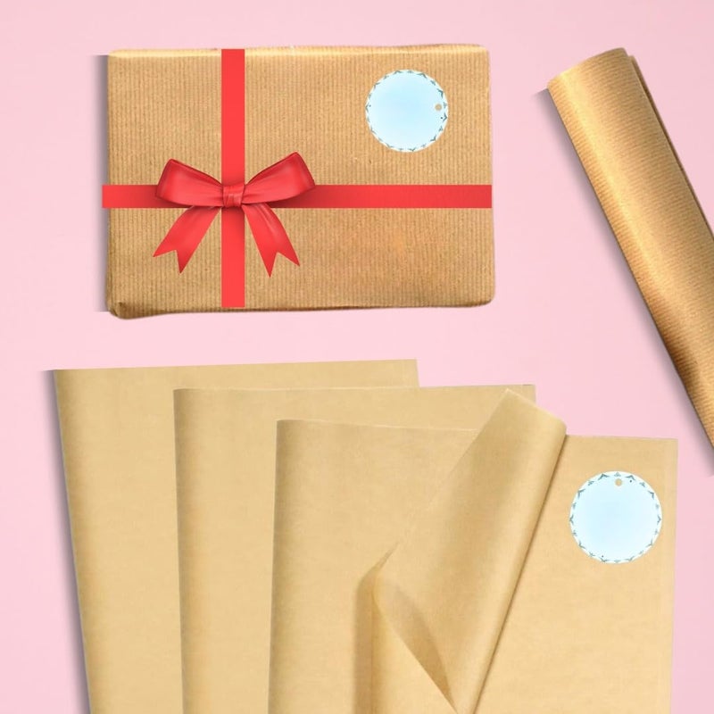 Satyam Kraft SATYAM KRAFT 5 Pcs Gift Wrapping Paper Sheets Premium Brown Wrapping Sheets for Romantic Gifts Anniversary Birthday Wedding Love Scrapbooking DIY Crafts Return Gifts Special Occasions Pack of 5 Brown - Image 1