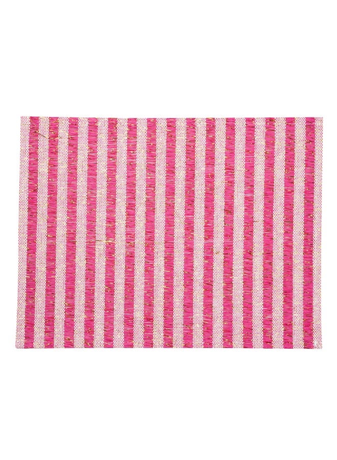 Restaurantware 16 x 12 Inch Dining Table Placemats, Set Of 6 Rectangle Kitchen Table Mats - Pink Stripes, Easy To Clean, Pink Plastic Striped Placemats, Wipeable, Durable - Image 1