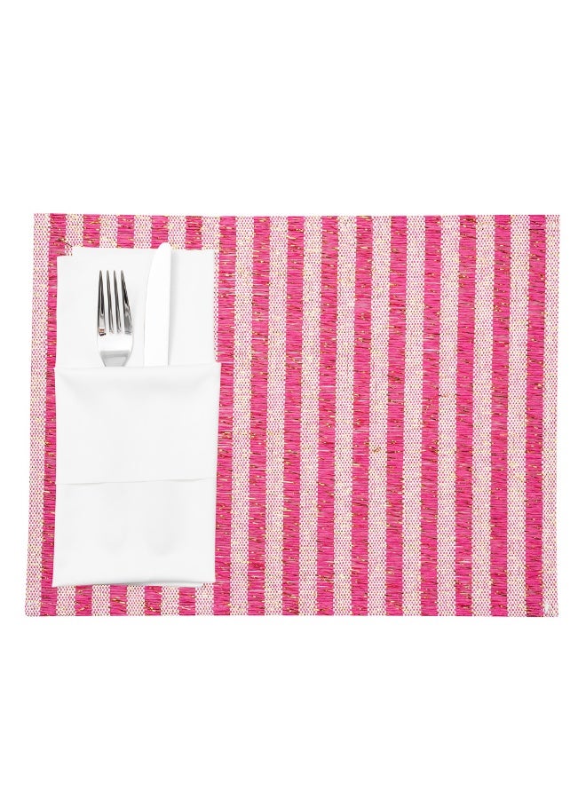 Restaurantware 16 x 12 Inch Dining Table Placemats, Set Of 6 Rectangle Kitchen Table Mats - Pink Stripes, Easy To Clean, Pink Plastic Striped Placemats, Wipeable, Durable - Image 2