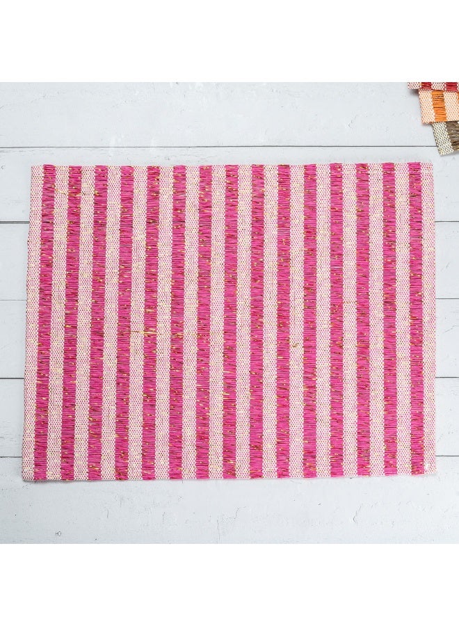 Restaurantware 16 x 12 Inch Dining Table Placemats, Set Of 6 Rectangle Kitchen Table Mats - Pink Stripes, Easy To Clean, Pink Plastic Striped Placemats, Wipeable, Durable - Image 4