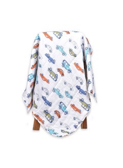 MOM'S HOME Organic Cotton Baby Muslin Cswaddle100X100 Cmpack Of 4Blue 1 Ac Blanket  - Image 4
