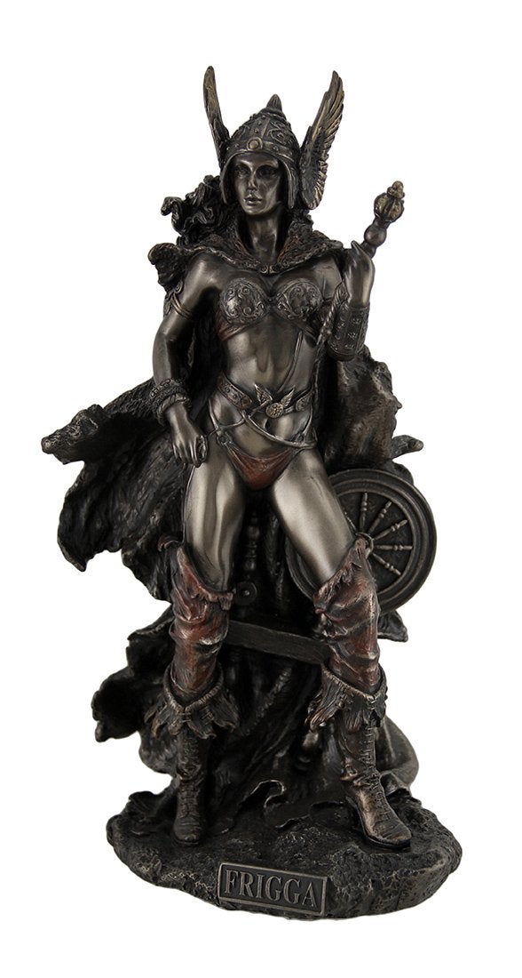 Zeckos Frigga Norse Goddess of Love Marriage and Destiny Standing Near Spindle Statue
