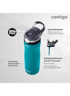 Contigo Autospout Chill Couture Drinking Bottle With Straw Stainless Steel Water Bottle 100 Percent Leak Proof Insulated Bottle For Sports Bike Hiking 590 Ml Scuba  - Image 4