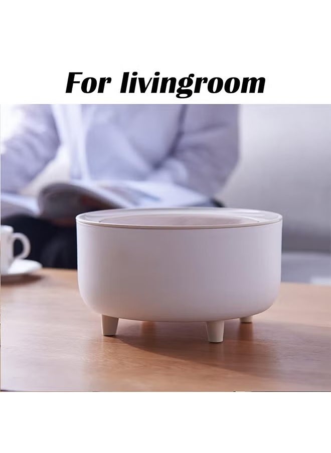 Arabest Mini Trash Can, Exquisite Tiny Trash Can with Lid for Desk, Plastic Mini Countertop Trash Can for Desktop, Office and Coffee Bar, Makeup Waste Can, Press-type High-foot Desktop Trash Can (2L, White)  - Image 4
