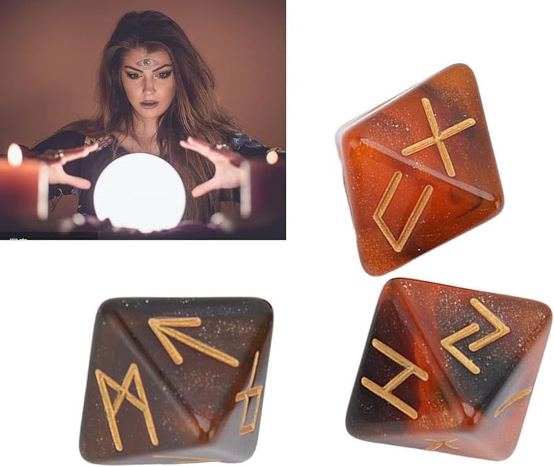 مجموعة أحجار النرد متعددة السطوح من الذهب الأسود للعرافة وتعلم التنجيم للكبار والمبتدئين - Image 4