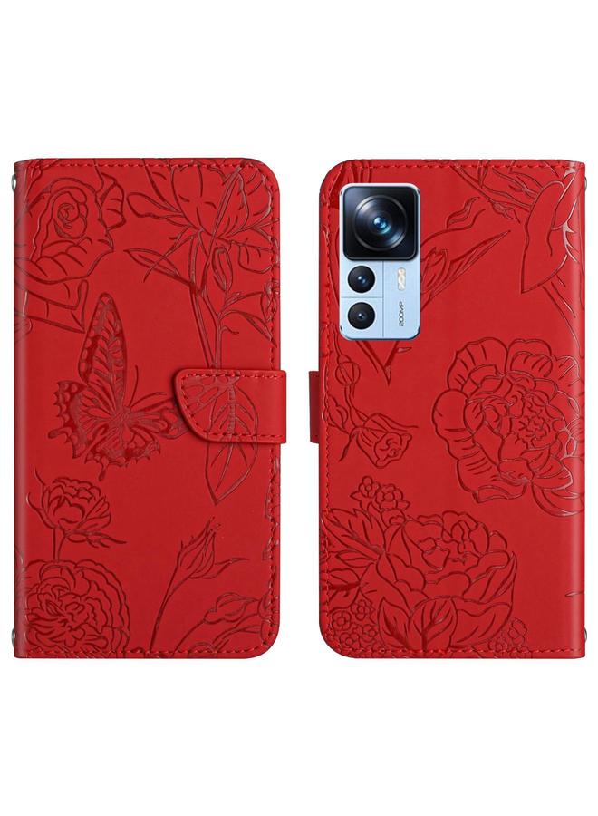 The Bros Case For Xiaomi Redmi K50 Ultra/12T/12T Pro HT03 Skin Feel Butterfly Embossed Flip Leather Phone Case