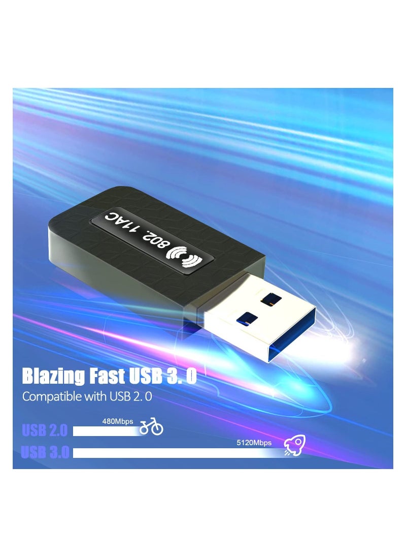 Y&D - 1300Mbps WiFi Dongle for PC and 5.8/2.4G Dual Band USB Adapter Desktop - Image 1