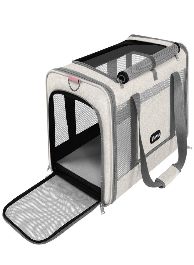 GAPZER Cat Carrier American Airline Approved 18x11x11, Top Opening Sturdy Soft Pet Carrying Bag See Through, Mini Dog Hard Bottom Crate Kennel Case, 4-Side-Ventilation Mesh Cage Toy Poodle Biege - Image 1