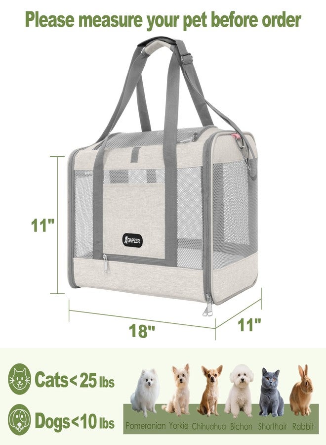 GAPZER Cat Carrier American Airline Approved 18x11x11, Top Opening Sturdy Soft Pet Carrying Bag See Through, Mini Dog Hard Bottom Crate Kennel Case, 4-Side-Ventilation Mesh Cage Toy Poodle Biege - Image 2