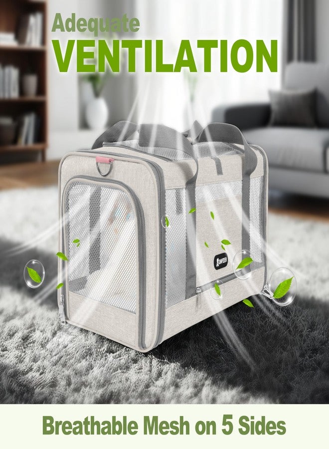 GAPZER Cat Carrier American Airline Approved 18x11x11, Top Opening Sturdy Soft Pet Carrying Bag See Through, Mini Dog Hard Bottom Crate Kennel Case, 4-Side-Ventilation Mesh Cage Toy Poodle Biege - Image 5