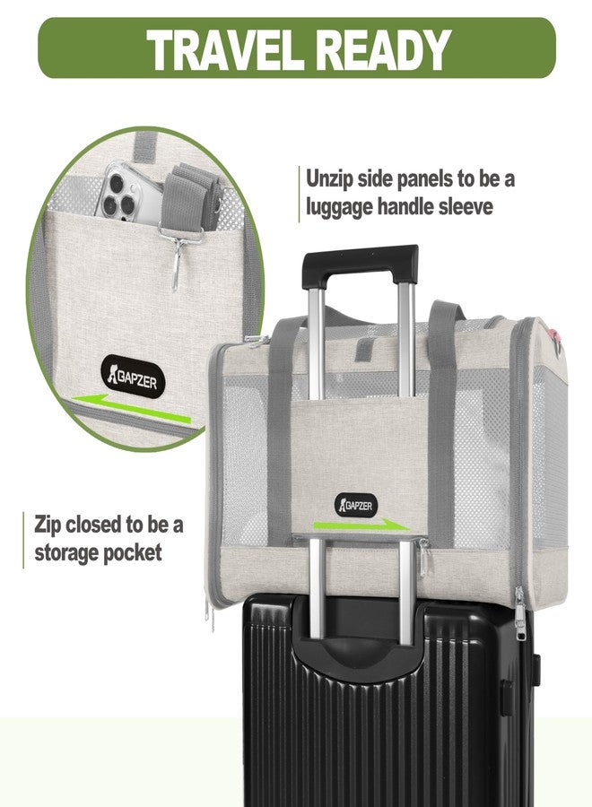 GAPZER Cat Carrier American Airline Approved 18x11x11, Top Opening Sturdy Soft Pet Carrying Bag See Through, Mini Dog Hard Bottom Crate Kennel Case, 4-Side-Ventilation Mesh Cage Toy Poodle Biege - Image 4