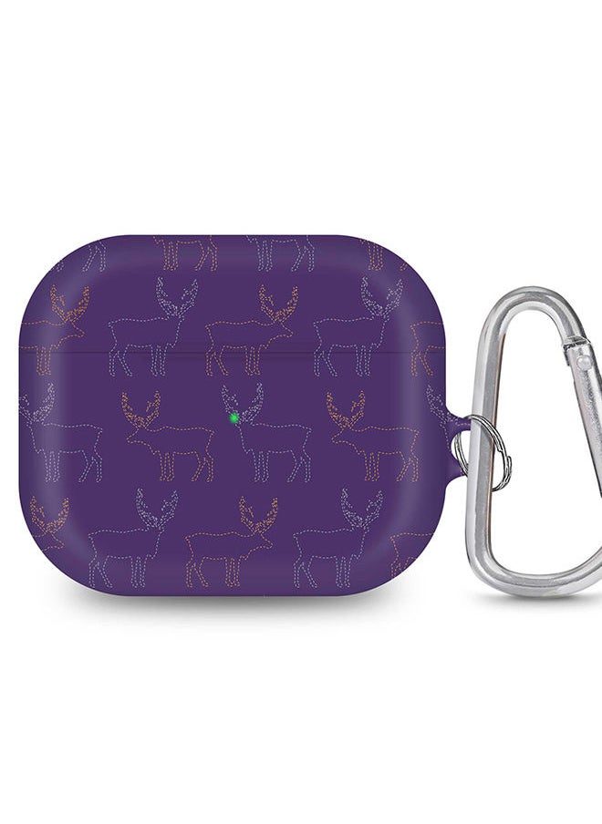 Stylizedd - StylePods Case for Airpods 3rd Gen Case With Anti-Lost Keychain - Purple Moose - Image 1