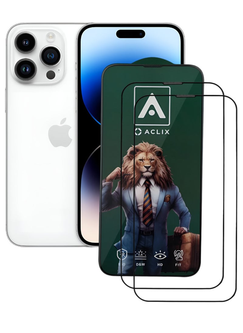 ACLIX 2 Pieces Antistatic ESD Dustproof Premium Quality High Definition Tempered Glass Screen Protector Designed For  iPhone 14 Pro - Image 1