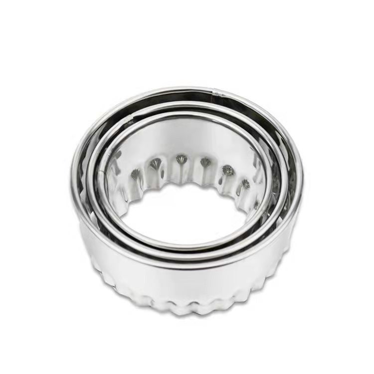 Stainless Steel Dumpling Cutter Biscuit Press Cake Mould Flower-shaped three-piece set (pp bag packaging)