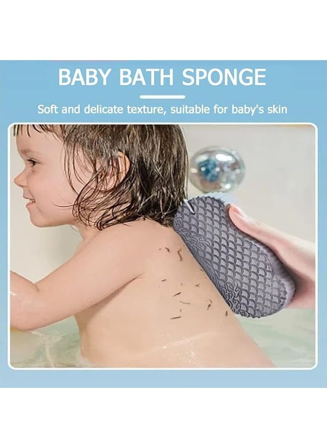 3 Pcs 3D Super Soft Magical Exfoliating Bath Sponge, Skin Friendly and Reusable Shower Brush Suitable for Adults, Children and Pregnant Women, Blue/Pink/Gray - Image 4
