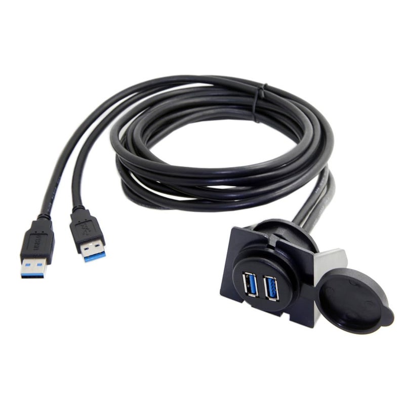 1m كابل تمديد USB 3.0 مزدوج مقاوم للماء مع AUX للتثبيت المسطح في لوحة القيادة للسيارة - Image 2